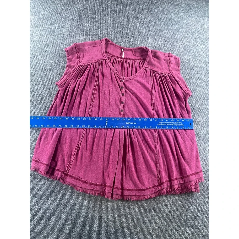 Free People Magenta Pink Sleeveless Babydoll Henley Tunic Top XS